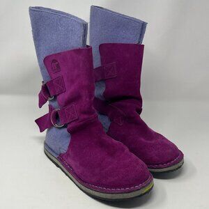 Sorel girls Chipahko Suede & Felt Wrap Boots Magenta Pink Lavender Youth 4
